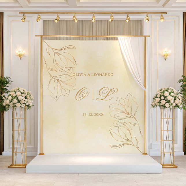 Tapiz Boda Floral Dorada Sobre El Fondo Crema (Subido por el creador)