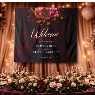 Tapiz Boda floral elegante roja negra y temperamental