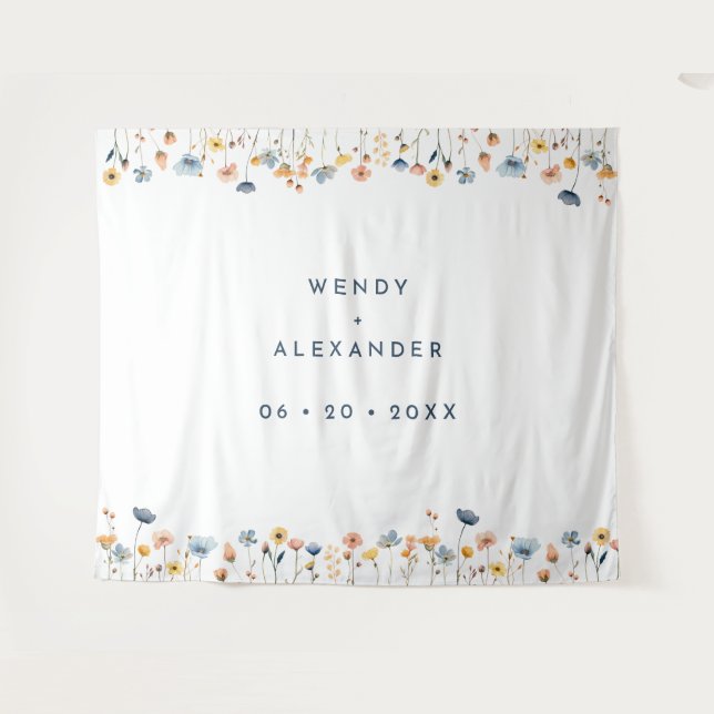 Tapiz Boda floral elegante y audaz (Anverso (horizontal))