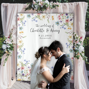 Tapiz Boda Floral Floral Moderna Foto de fondo