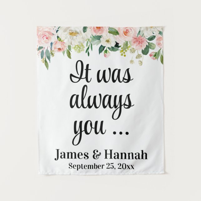 Tapiz Boda Floral Fondo de recepción Foto Booth Prop (Anverso)