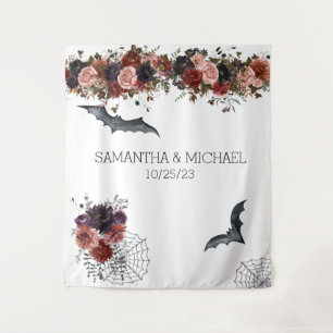 Tapiz Boda Floral Otoño Halloween Flor Acuarela