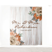 Boda floral Rústico Naranja de madera de un graner