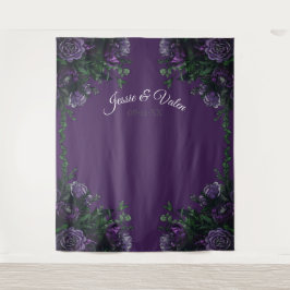Tapiz Boda Gótica Floral Morada Elegante