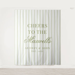 Tapiz Boda Guión Rayas Blancas Verde Retro Cheers