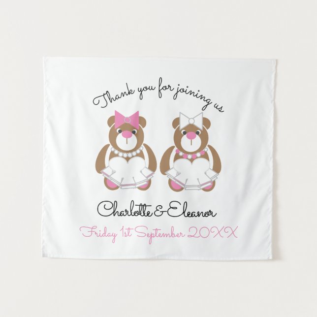 Tapiz Boda lesbiana Teddy Bear Bries (Anverso (horizontal))