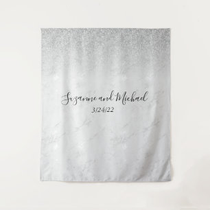 Tapiz Boda minimalista con brillo de mármol blanco ombre