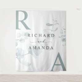 Tapiz Boda Minimalista Elegante con Vegetación Moderna