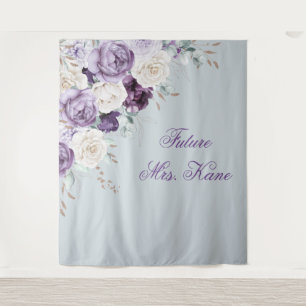 Tapiz Boda moderna floral púrpura y verde