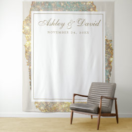 Tapiz Boda moderna iridiscente holográfica con purpurina