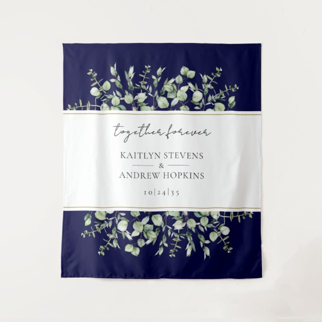 Tapiz Boda Navy Blue Eucalyptus