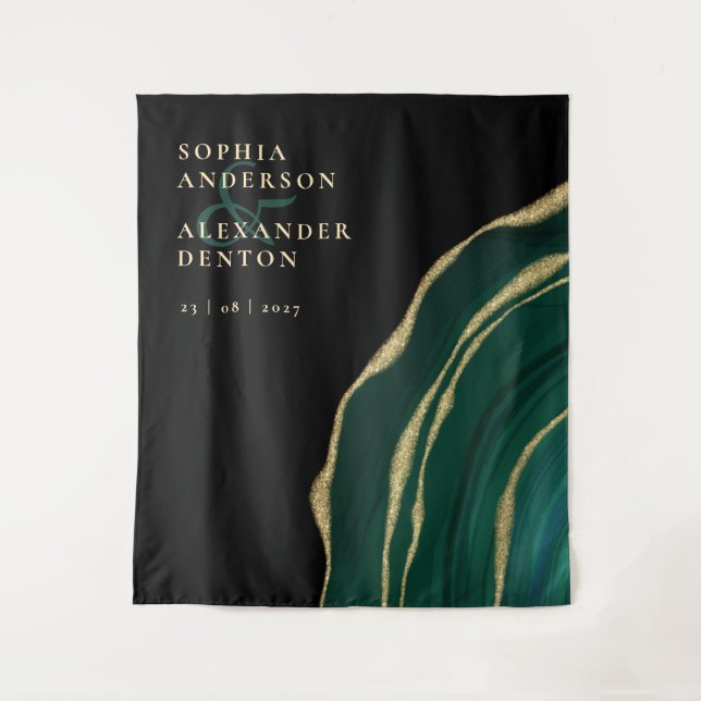 Tapiz Boda negro de piedra verde esmeralda (Anverso)