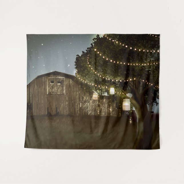 Tapiz Boda nocturno de Rustic Barn Starry (Anverso (horizontal))