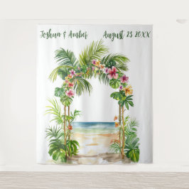 Tapiz Boda personalizable Tropical Beach Arch