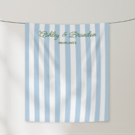 Tapiz Boda Personalizada con Raya de Cabaña Azul