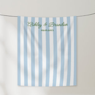 Tapiz Boda Personalizada con Raya de Cabaña Azul