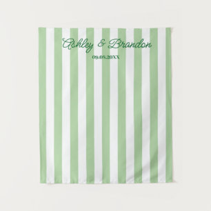 Tapiz Boda Personalizada con Raya de Cabaña Verde