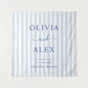 Tapiz Boda Personalizada Francesa Azul Minimalista y Chi