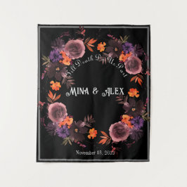 Tapiz Boda personalizado de floral gótica negra