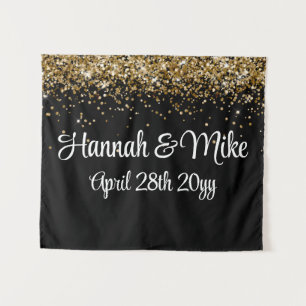 Tapiz Boda personalizado negro y oro