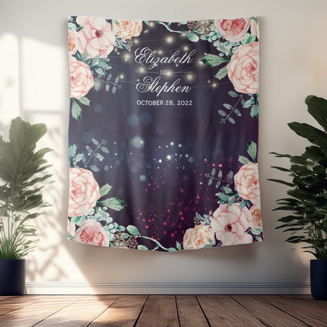 Tapiz Boda Photo Booth Backdrop Floral Purple Sparkle (Subido por el creador)