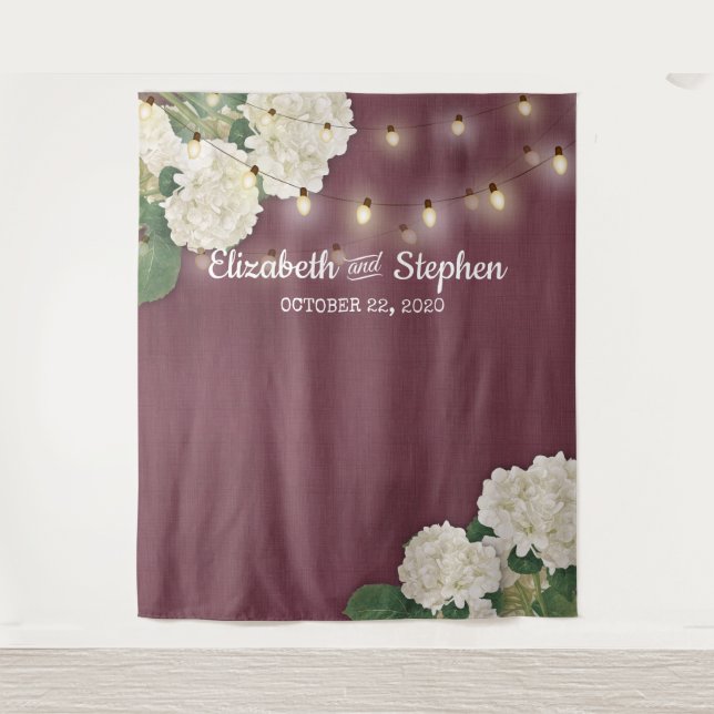 Tapiz Boda Photo Booth Backdrop Flores de cuerda (Anverso)