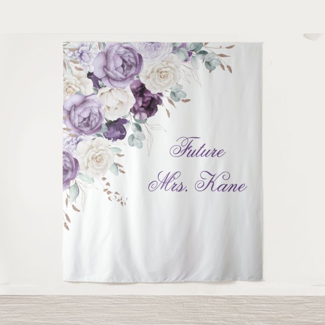 Tapiz Boda Purple Floral Moderno (Anverso)