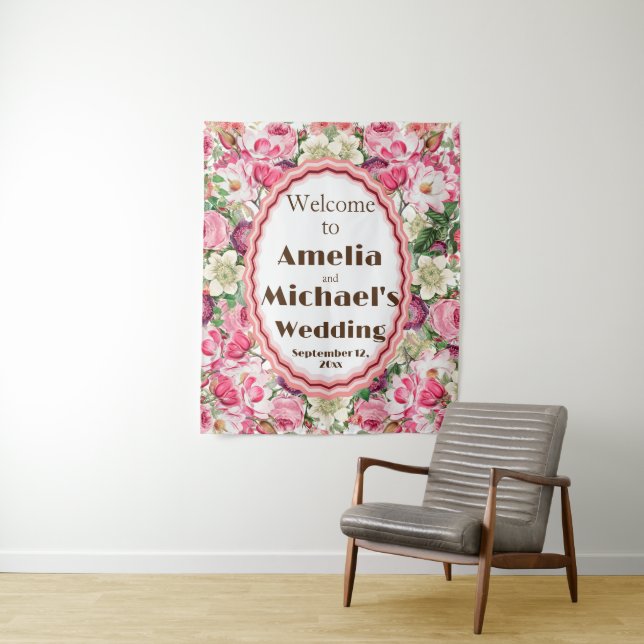 Tapiz Boda rosas de Flores Blancas (In situ)