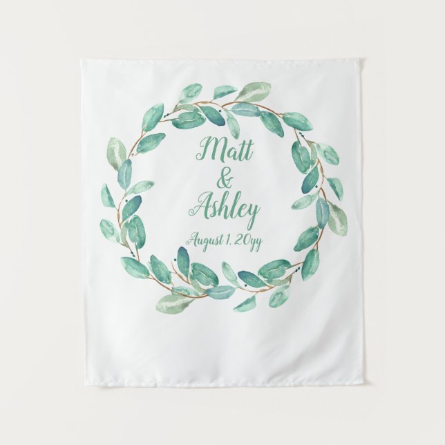 Tapiz Boda Rústico De Verdor De Fondo Foto De Booth Prop (Anverso)