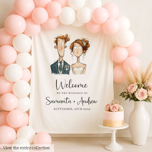 Tapiz Boda Tapestry Quirky Pareja Acuarela Novia