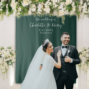 Tapiz Boda verde esmeralda minimalista - Fondo fotográfi