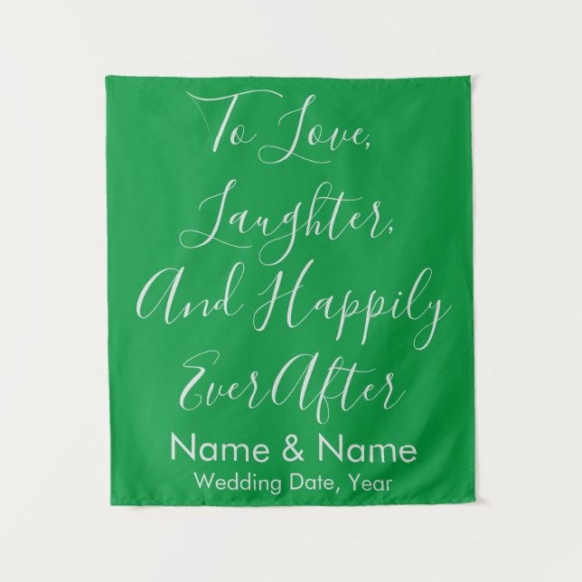 Tapiz Boda verde personalizado fondo para la idea de la  (Anverso)