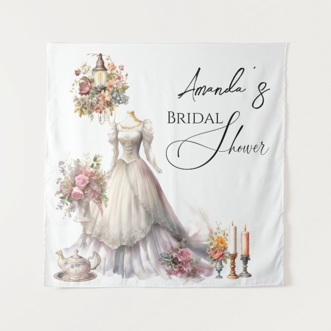 Tapiz Boda victoriano bohemia vestido con ducha de novia (Anverso)