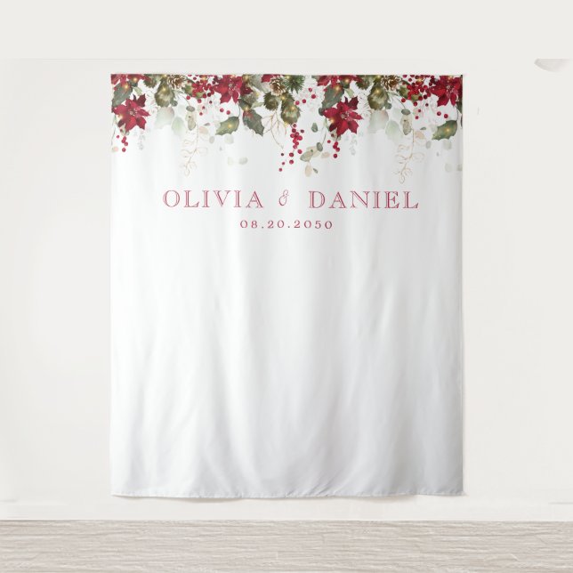 Tapiz Bodas de la Poinsettia Roja navidades (Anverso)