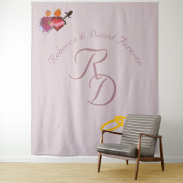 Tapiz Bodas Monogramadas Católicas de Dos Corazones