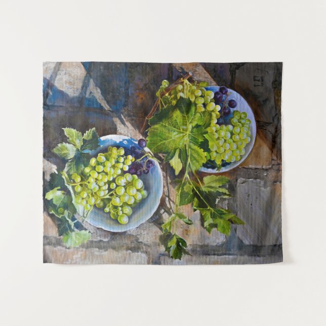 Tapiz Bodegón de Uva Verde Pintura (Anverso (horizontal))