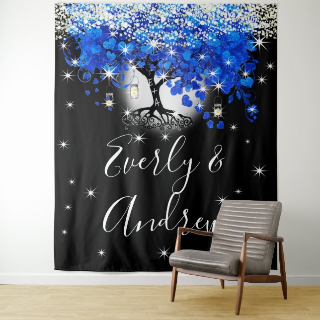 Tapiz bohemio de boda con árbol de hoja y corazón  (In situ)