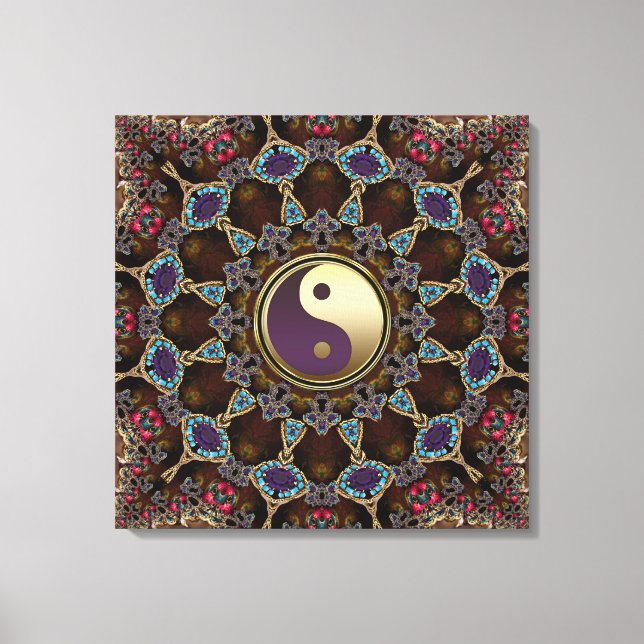 Tapiz bohemio Yin Yang Lienzo envuelto (Anverso)
