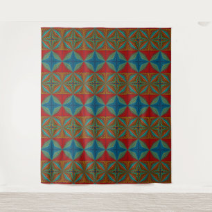 Tapiz Boho Abstracto Hippie Genial Rojo Azul Étnico Aluc
