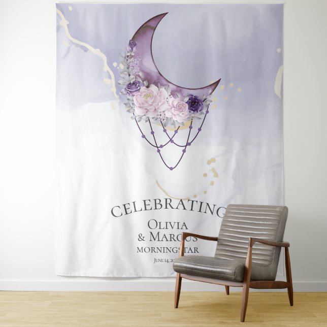 Tapiz Boho Acuarela Celestial Púrpura (In situ)