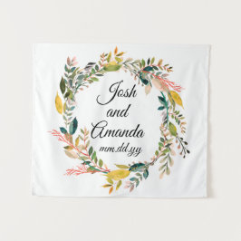 Tapiz Boho Aniversario Foto Booth Fondo Botánico