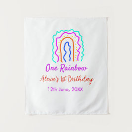 Tapiz Boho Arcoiris, un niño de cumpleaños, retro brilla