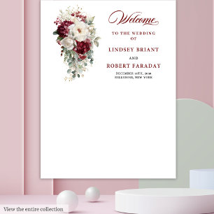 Tapiz Boho Borgoña Blanco Rústico Boda Floral fondo