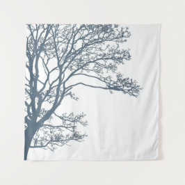Tapiz Boho de árbol único azul
