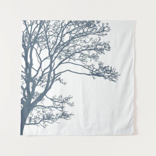 Tapiz Boho de árbol único azul (Anverso)