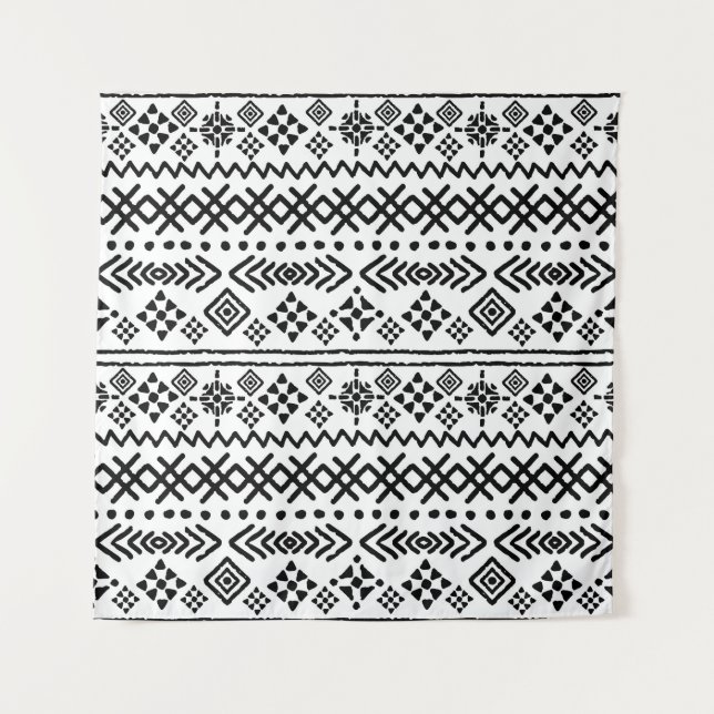 Tapiz Boho de arte tribal: sin costuras geométricas. (Anverso)