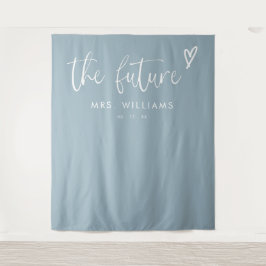 Tapiz Boho Dusty Blue Bridal Shower Photo Booth Fondo