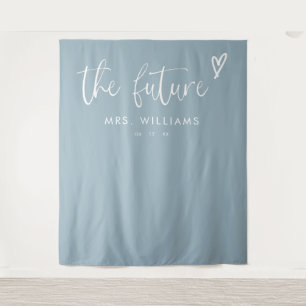 Tapiz Boho Dusty Blue Bridal Shower Photo Booth Fondo