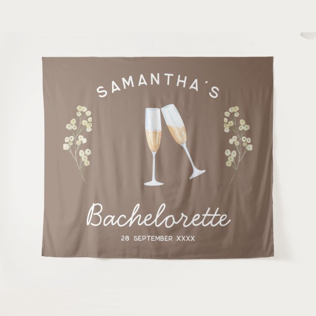 Tapiz Boho Floral de Champagne (Anverso (horizontal))