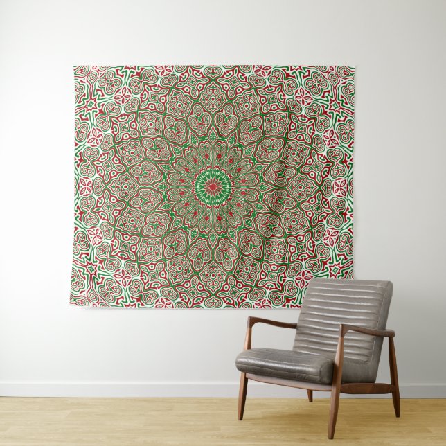 Tapiz Boho Hippie Funky Trippy Ornate Navidades Mandala (In situ (horizontal))